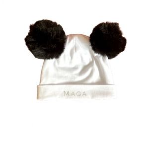Baby Pom Pom beanie hat. Show your MAGA pride with this one of a kind cutie.